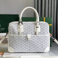 Goyard Ambassade Document Case 35 in White Goyardine Canvas Bag