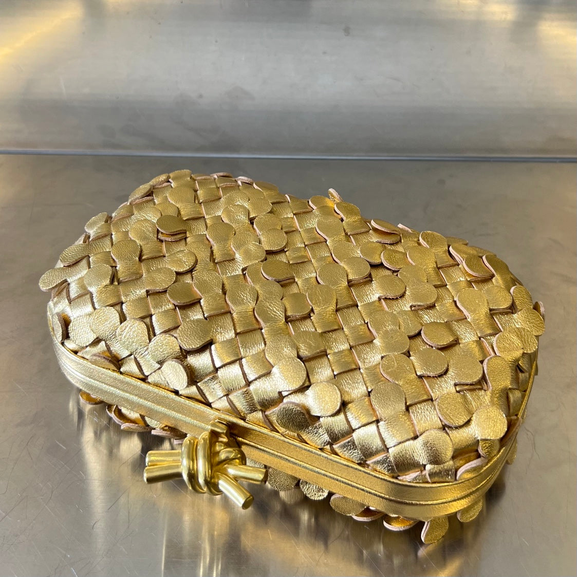 Bottega Veneta Golden Knot 19 in Golden Lambskin Bag