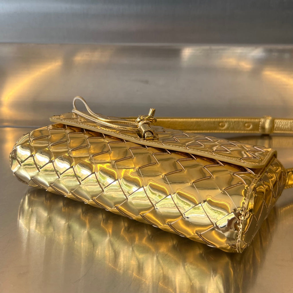 Bottega Veneta Andiamo 21 in Golden Lambskin Bag