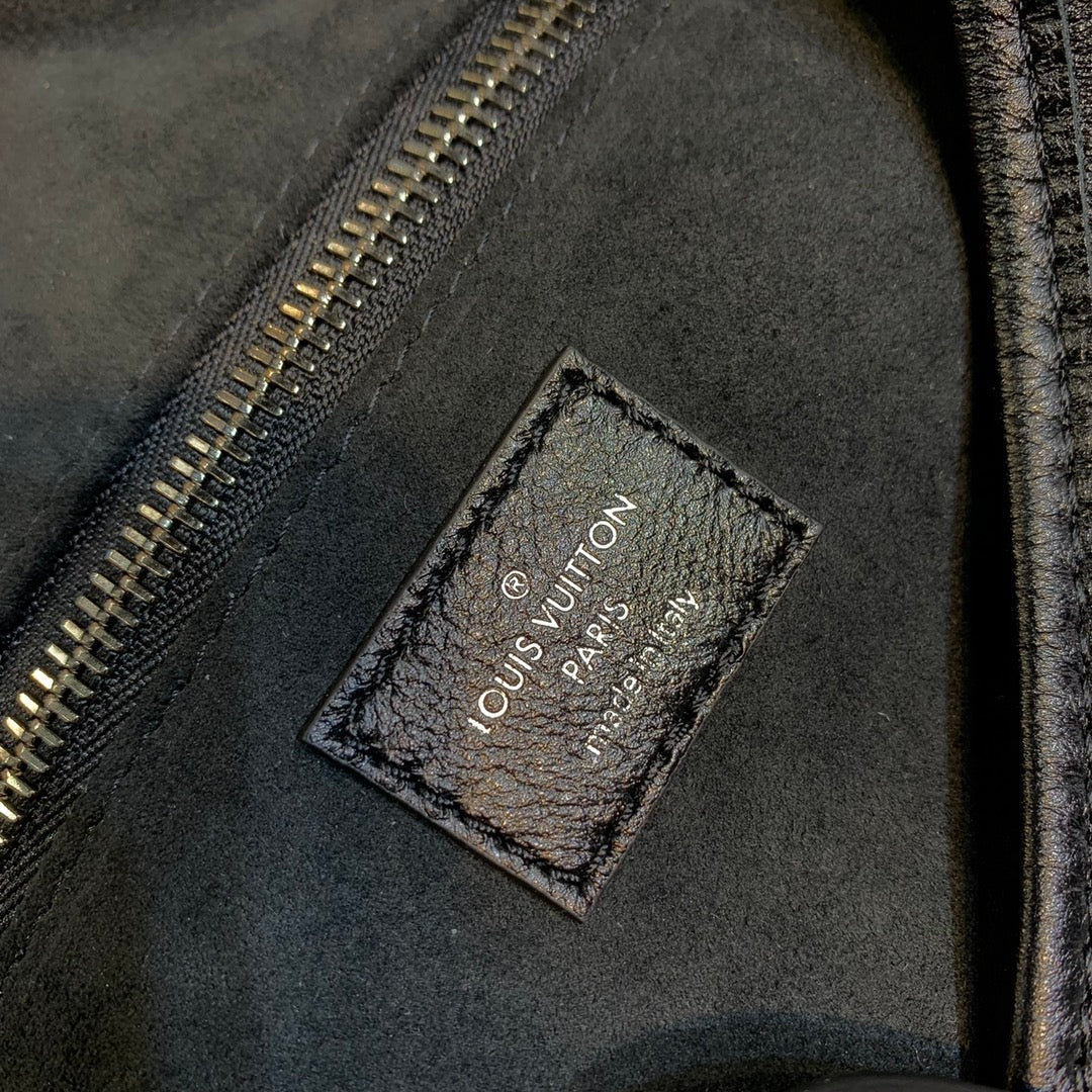 Louis Vuitton Carryall Dark 39 in Black Lambskin Brown Monogram Tag Bag