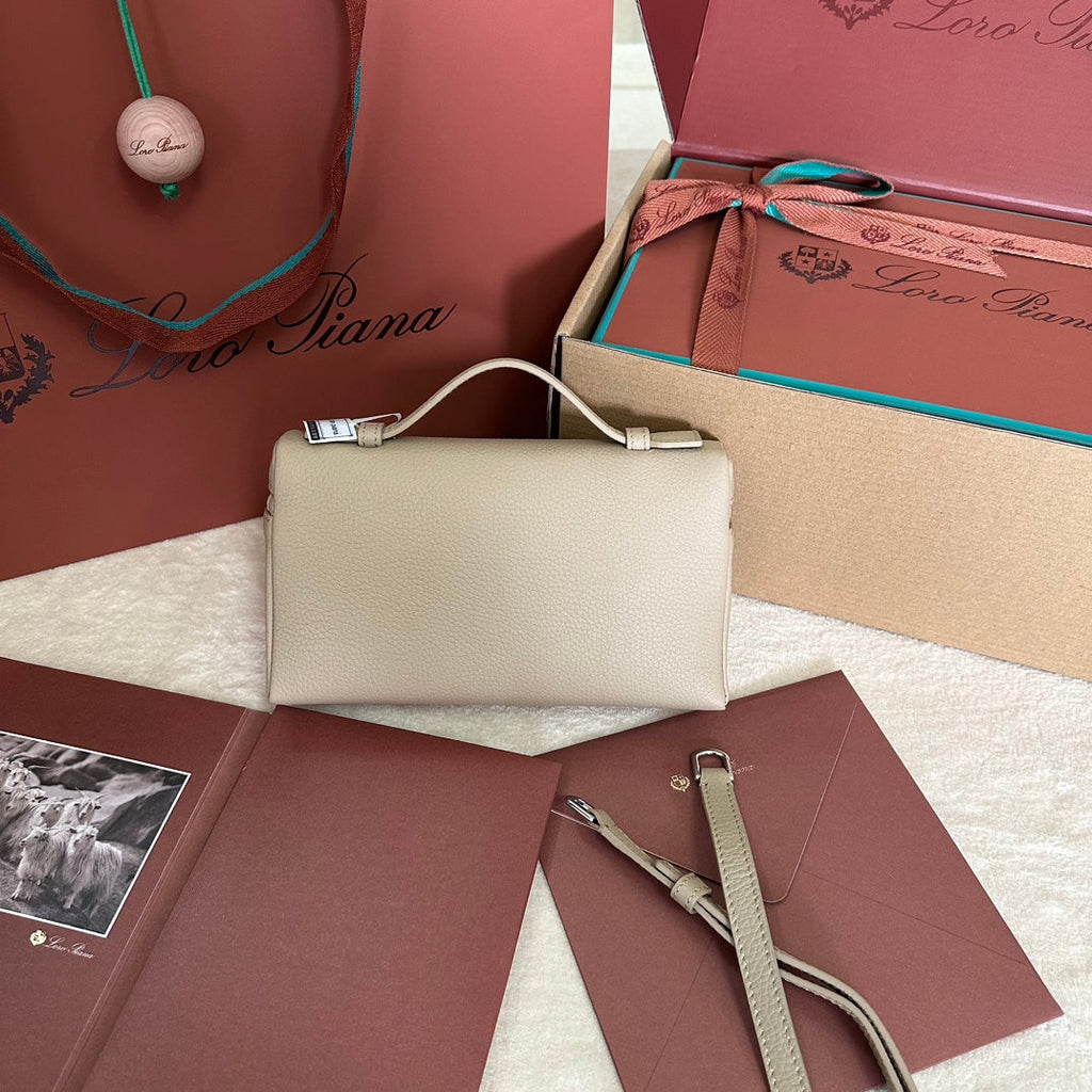 Loro Piana Extra Pocket L19 in Desert Brown Grained Calfskin with Silver Hardware Bag