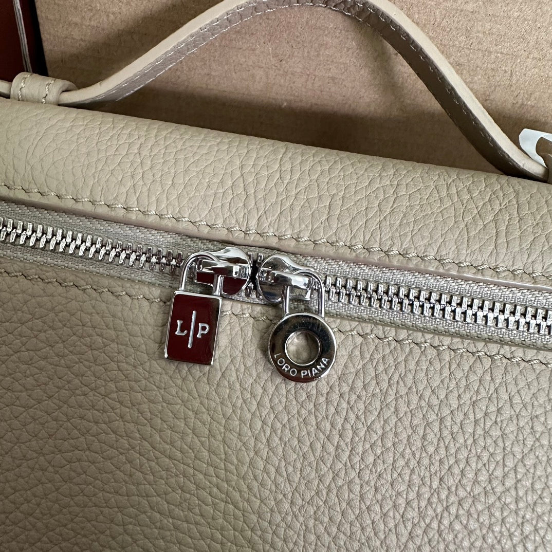 Loro Piana Extra Pocket L19 in Desert Brown Grained Calfskin with Silver Hardware Bag