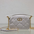Dior Caro Box Bag 19 in White Quilted Macrocannage Calfskin