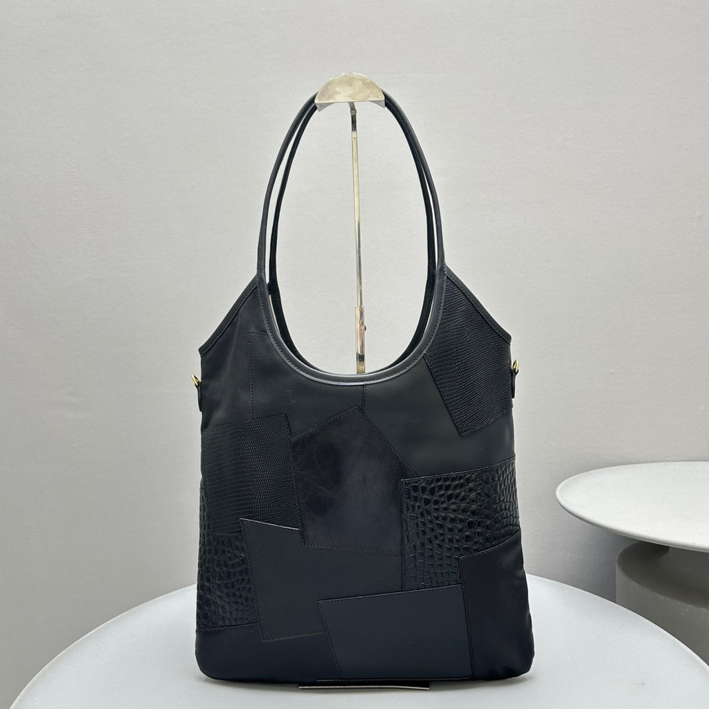 Hobo 40 Tote in Patchwork Black Calfskin