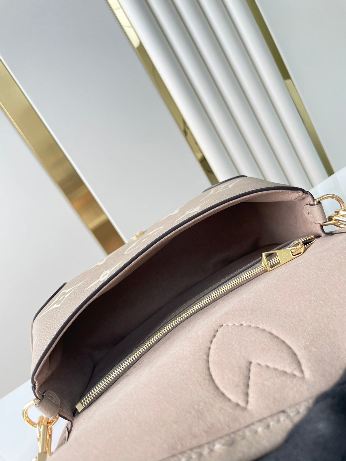 Louis Vuitton Diane 23 in Tourterelle White Monogram Empreinte Leather Bag