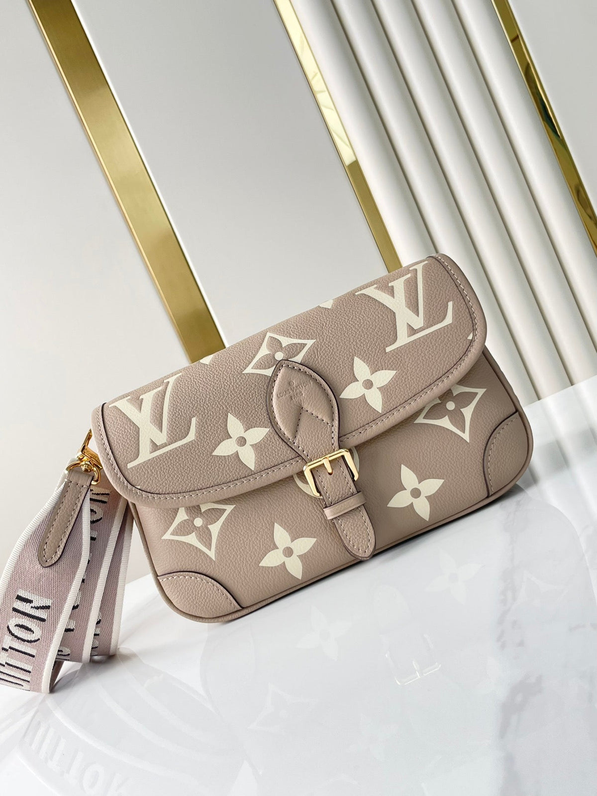 Louis Vuitton Diane 23 in Tourterelle White Monogram Empreinte Leather Bag