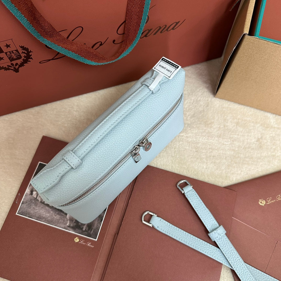 Loro Piana Extra Pocket L19 in Light Blue Calfskin with Silver Hardware Bag