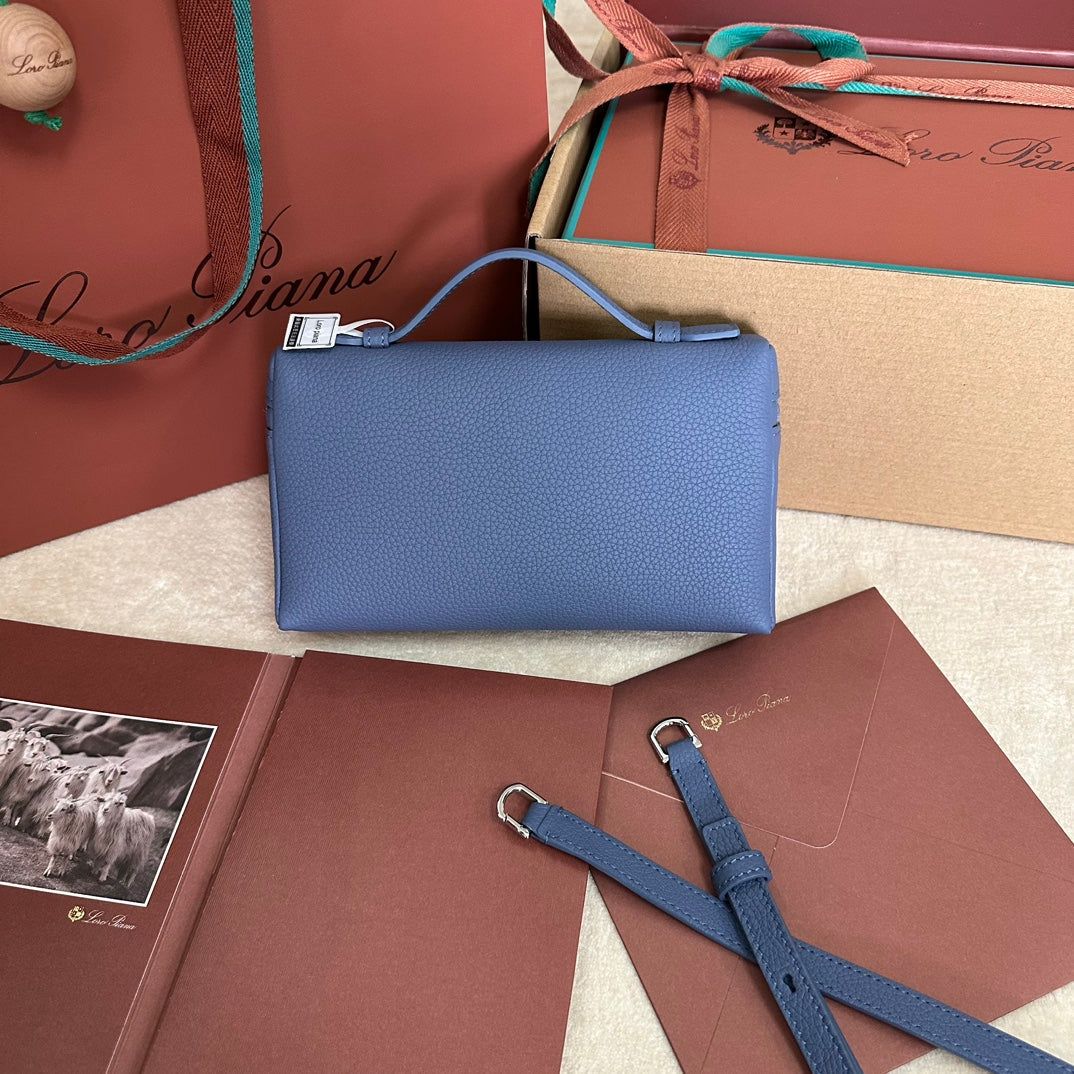 Loro Piana Extra Pocket L19 in Azure Blue Calfskin with Silver Hardware Bag