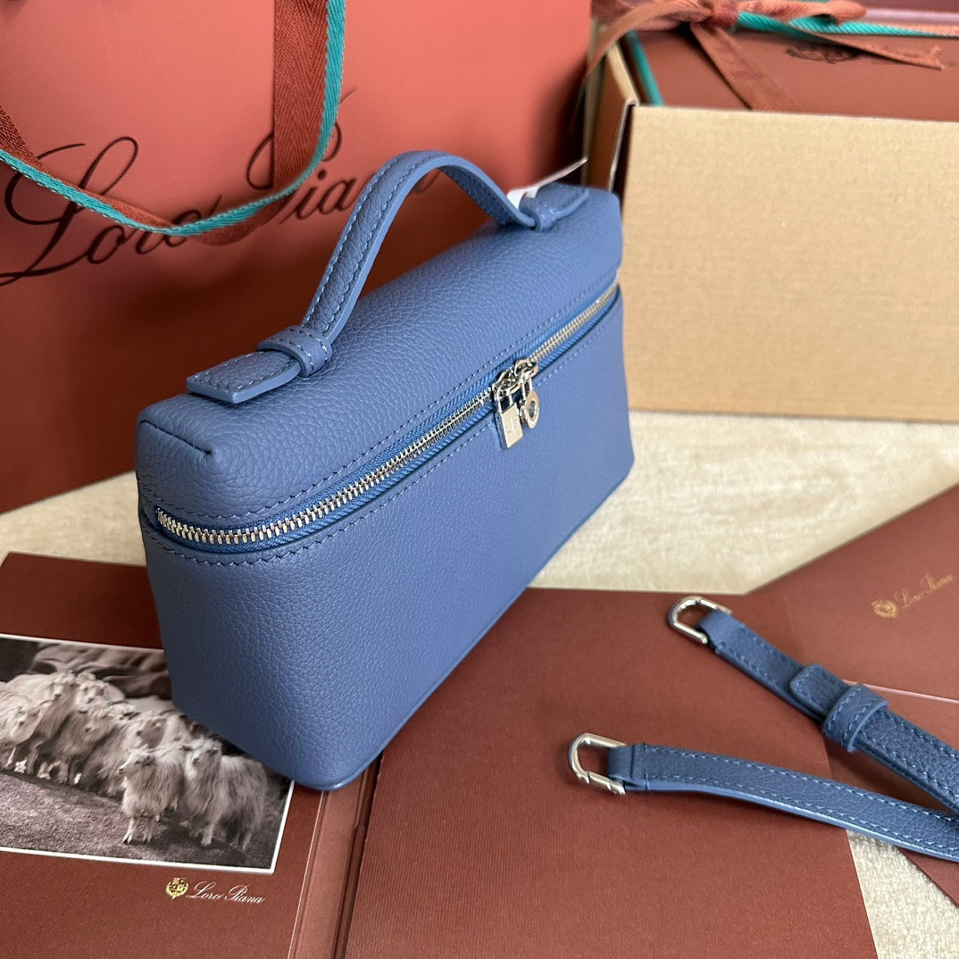 Loro Piana Extra Pocket L19 in Azure Blue Calfskin with Silver Hardware Bag