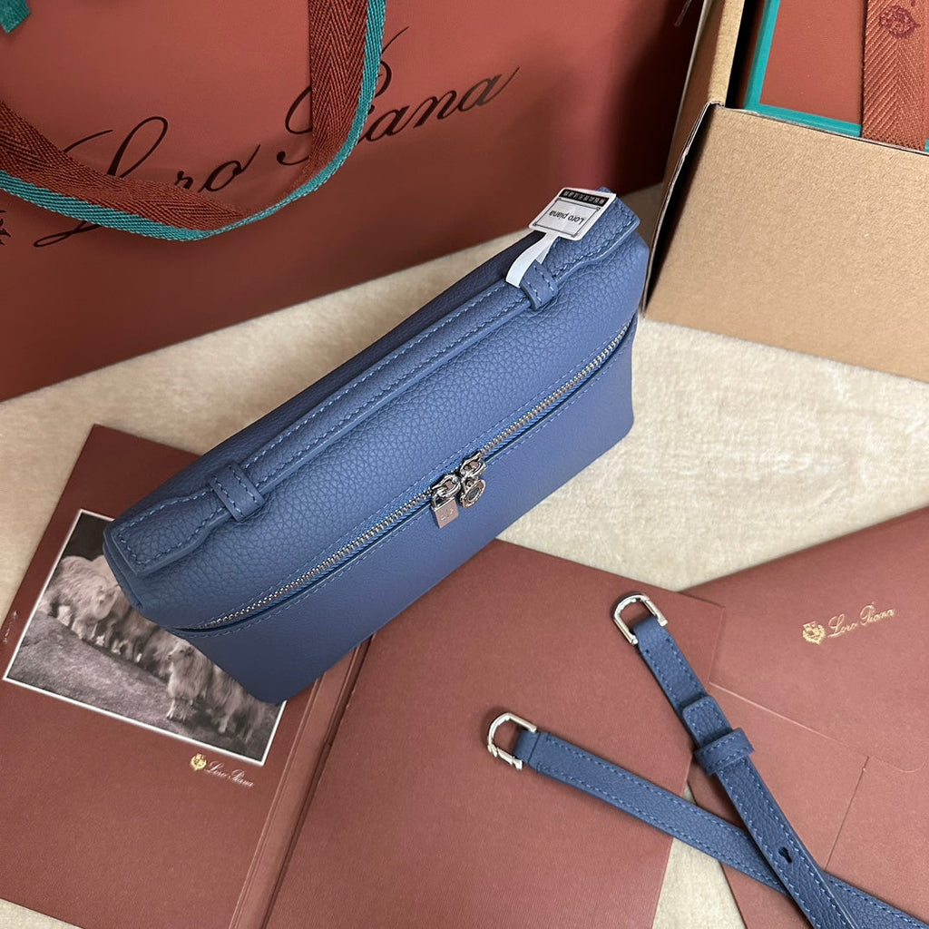 Loro Piana Extra Pocket L19 in Azure Blue Calfskin with Silver Hardware Bag