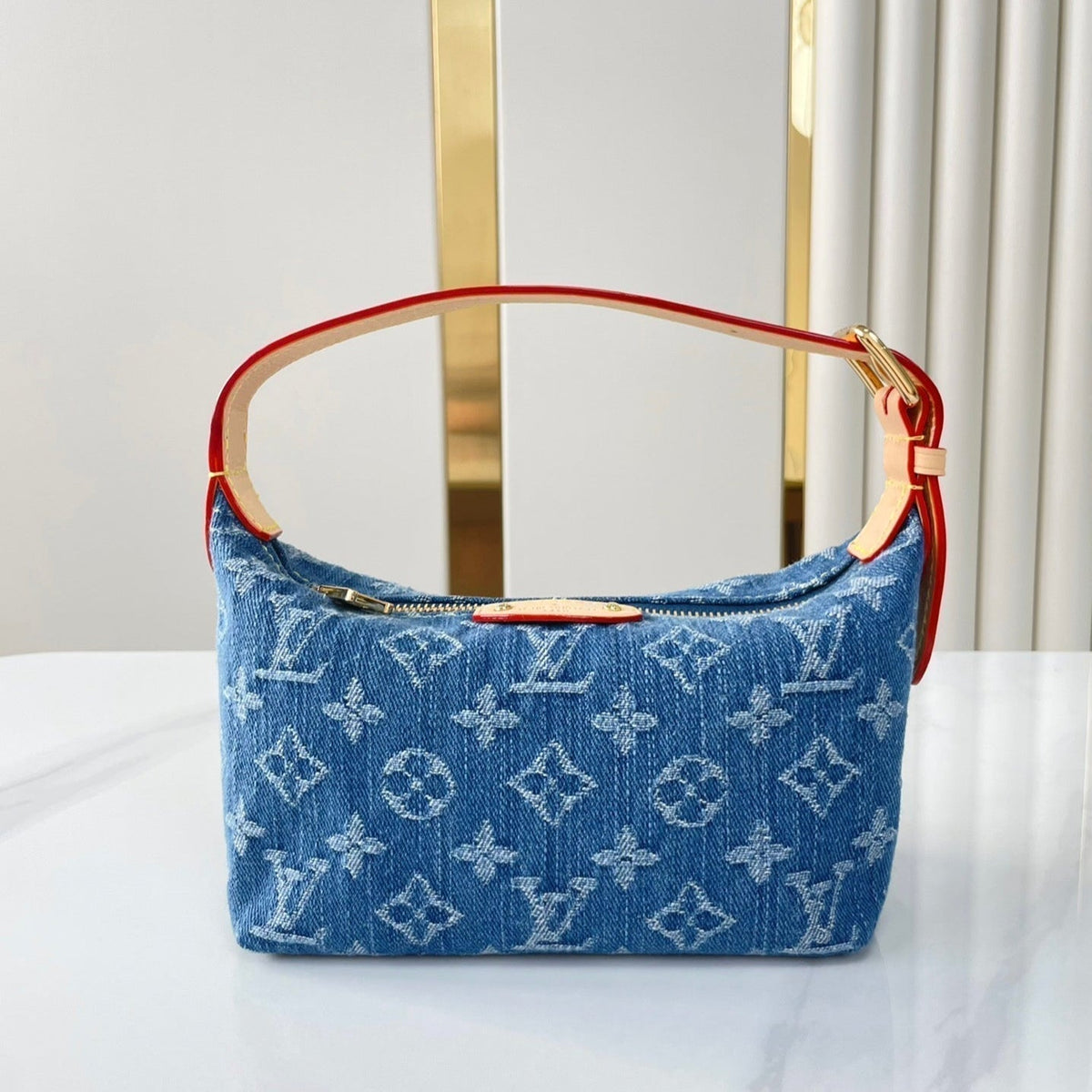Louis Vuitton Hills Pochette 18 in Blue Monogram Denim Bag