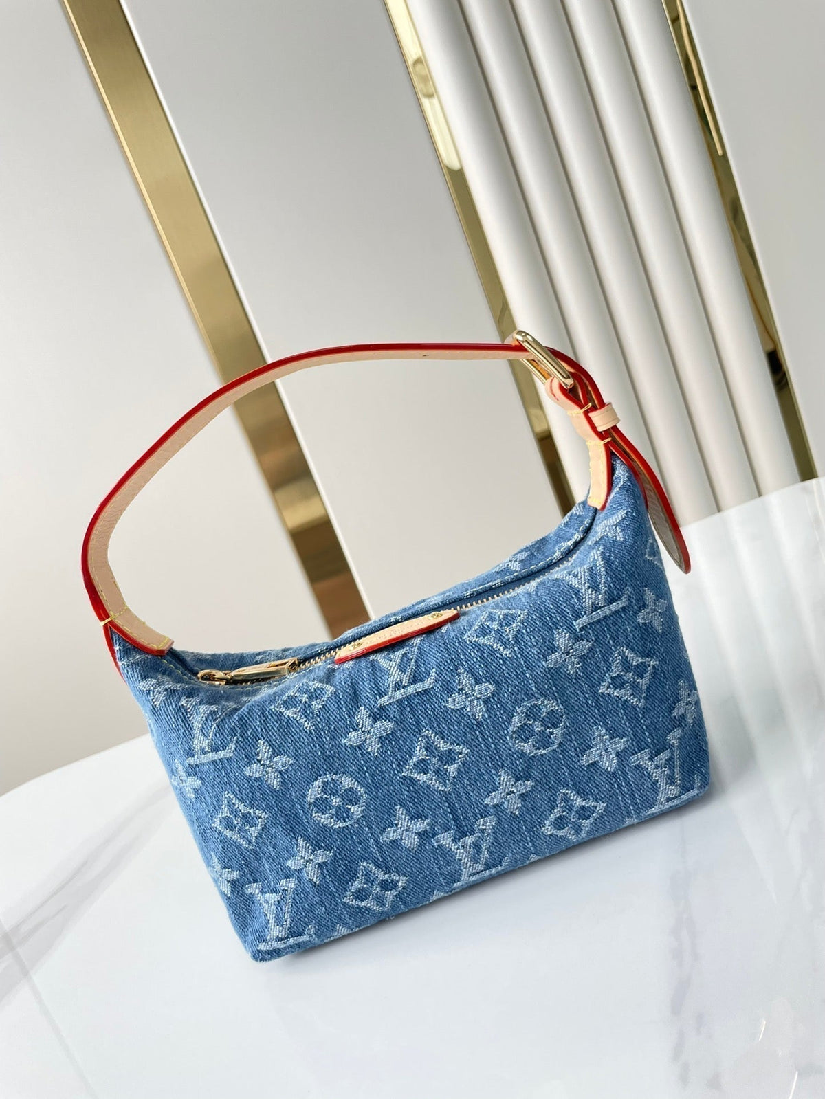 Louis Vuitton Hills Pochette 18 in Blue Monogram Denim Bag