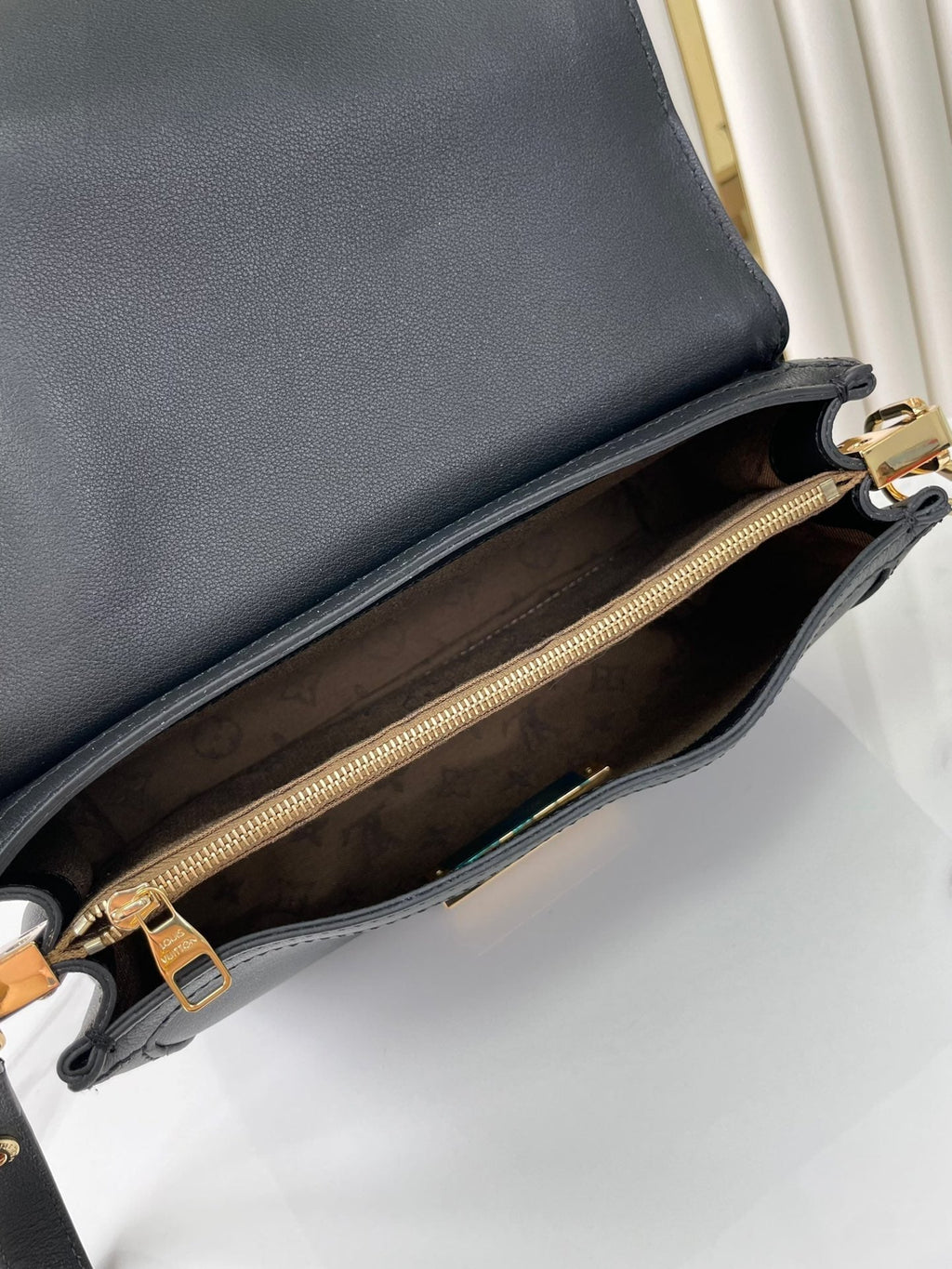 Louis Vuitton Dauphine Soft MM 24 in Black Smooth Lambskin Gold Hardware Bag