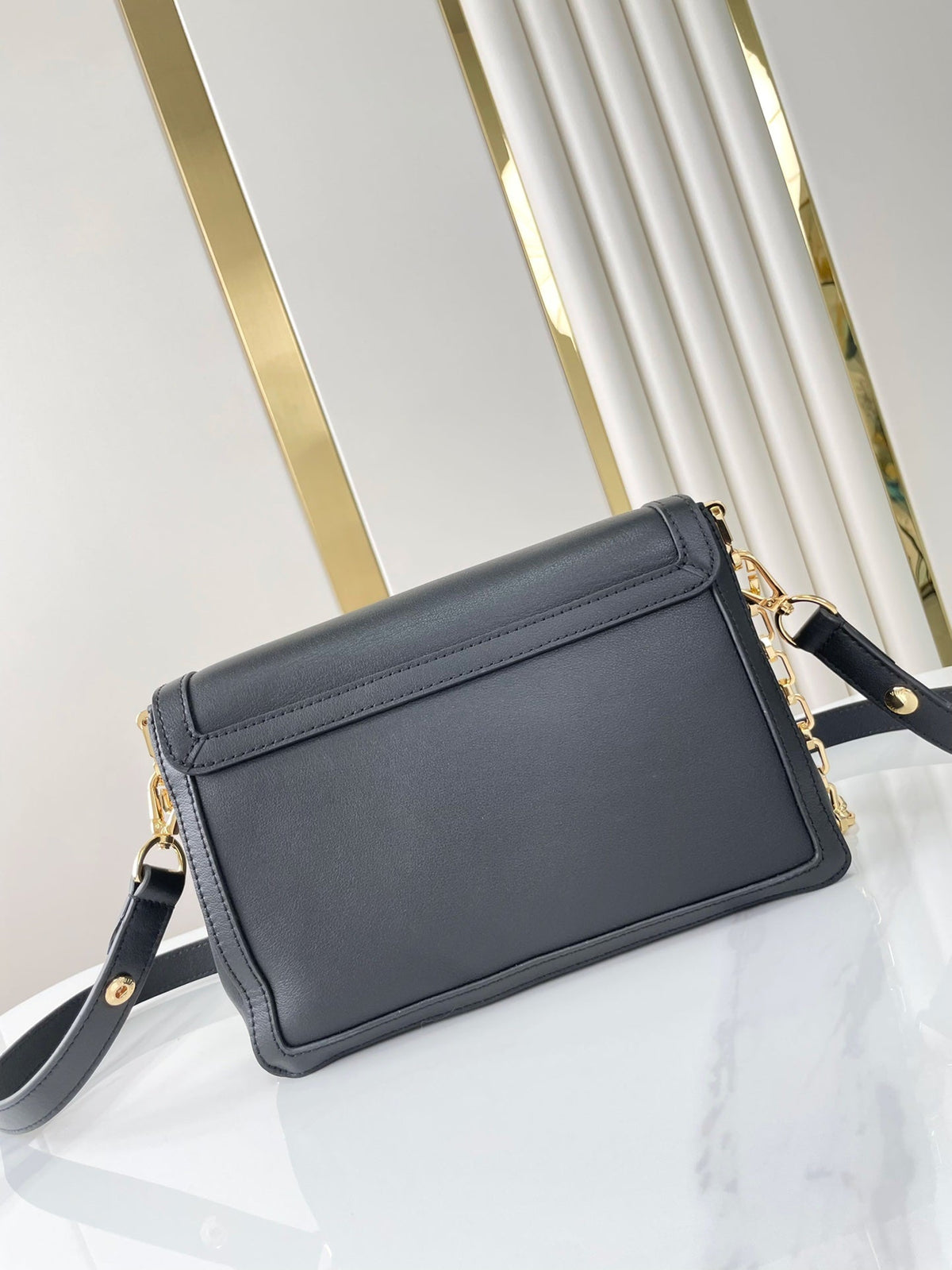 Louis Vuitton Dauphine Soft MM 24 in Black Smooth Lambskin Gold Hardware Bag