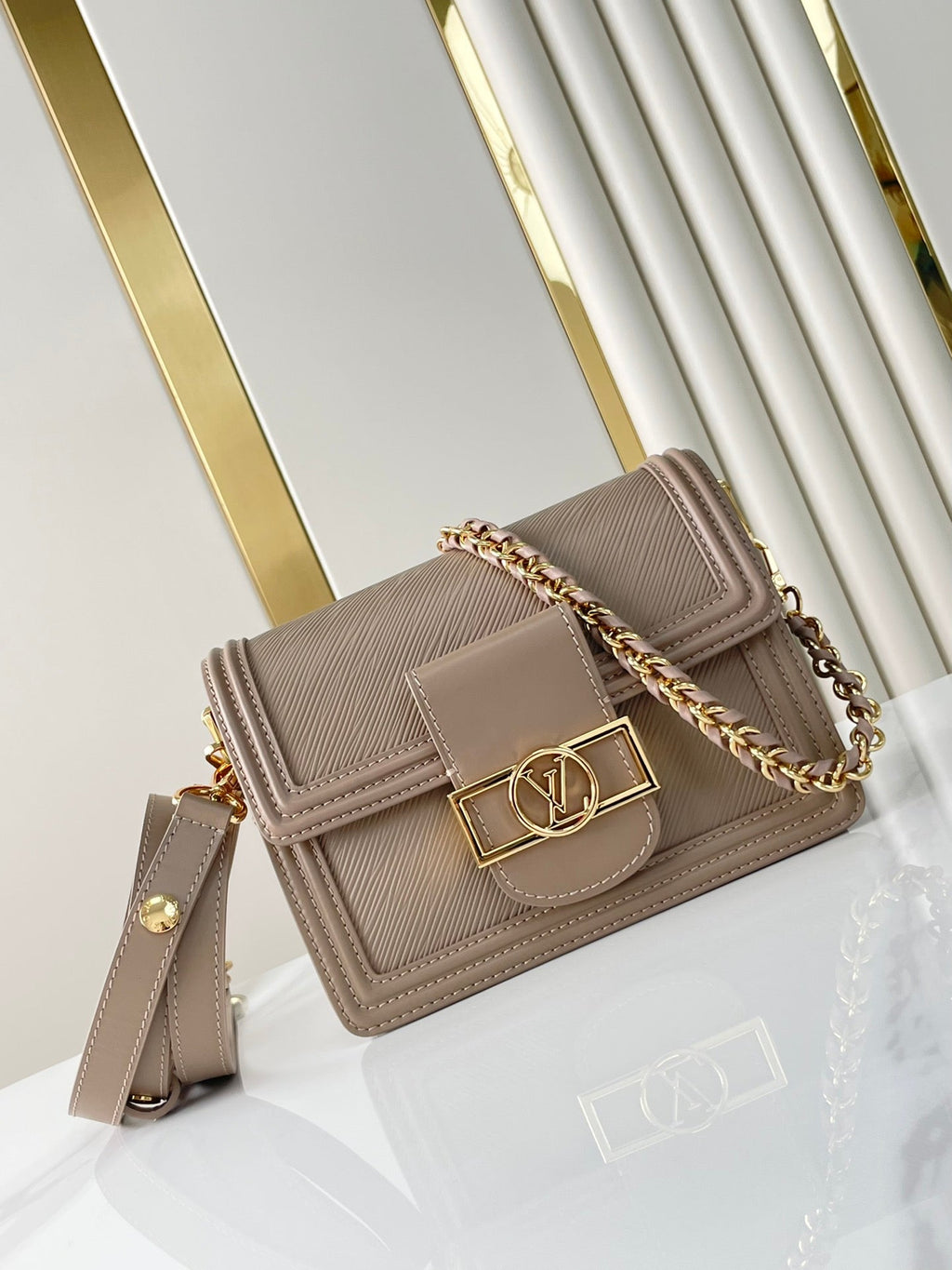 Louis Vuitton Dauphine Mini 20 in Medium Brown Epi Grained Calfskin Gold Hardware Bag