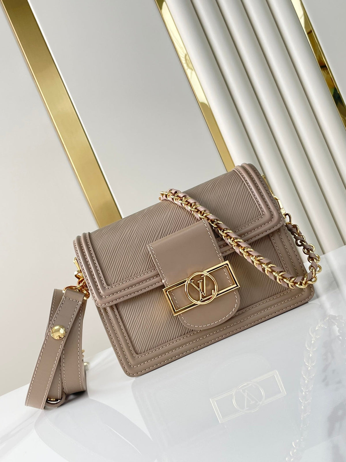 Louis Vuitton Dauphine Mini 20 in Medium Brown Epi Grained Calfskin Gold Hardware Bag