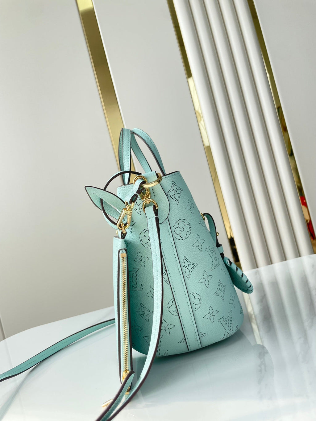 Louis Vuitton Blossom PM 20 in Sky Blue Monogram Perforated Calfskin Bag