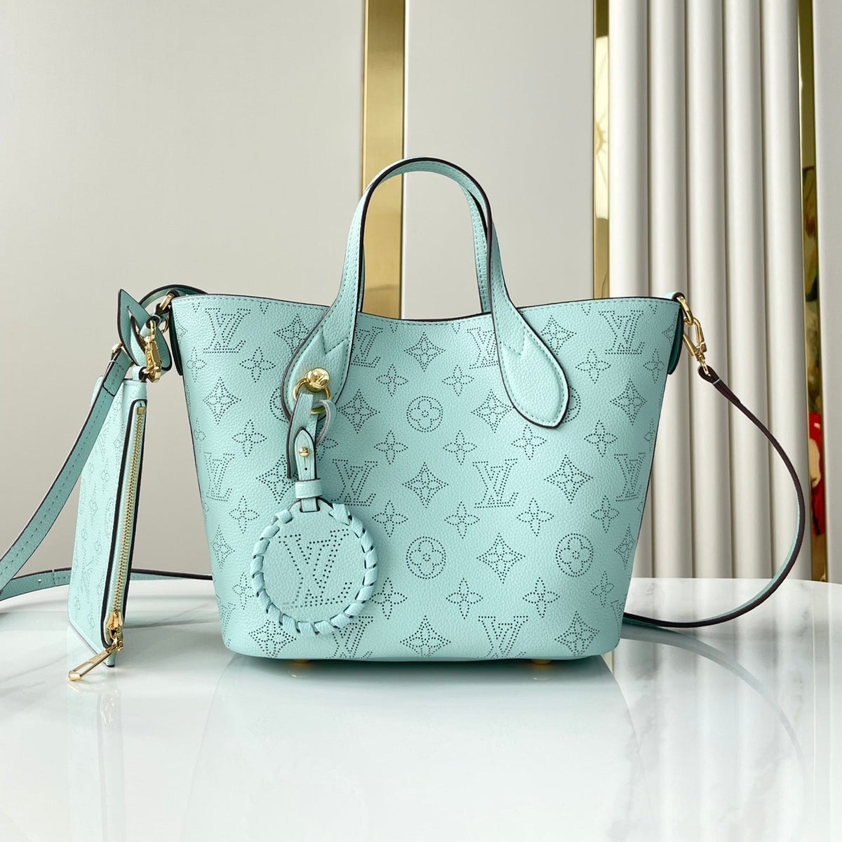 Louis Vuitton Blossom PM 20 in Sky Blue Monogram Perforated Calfskin Bag
