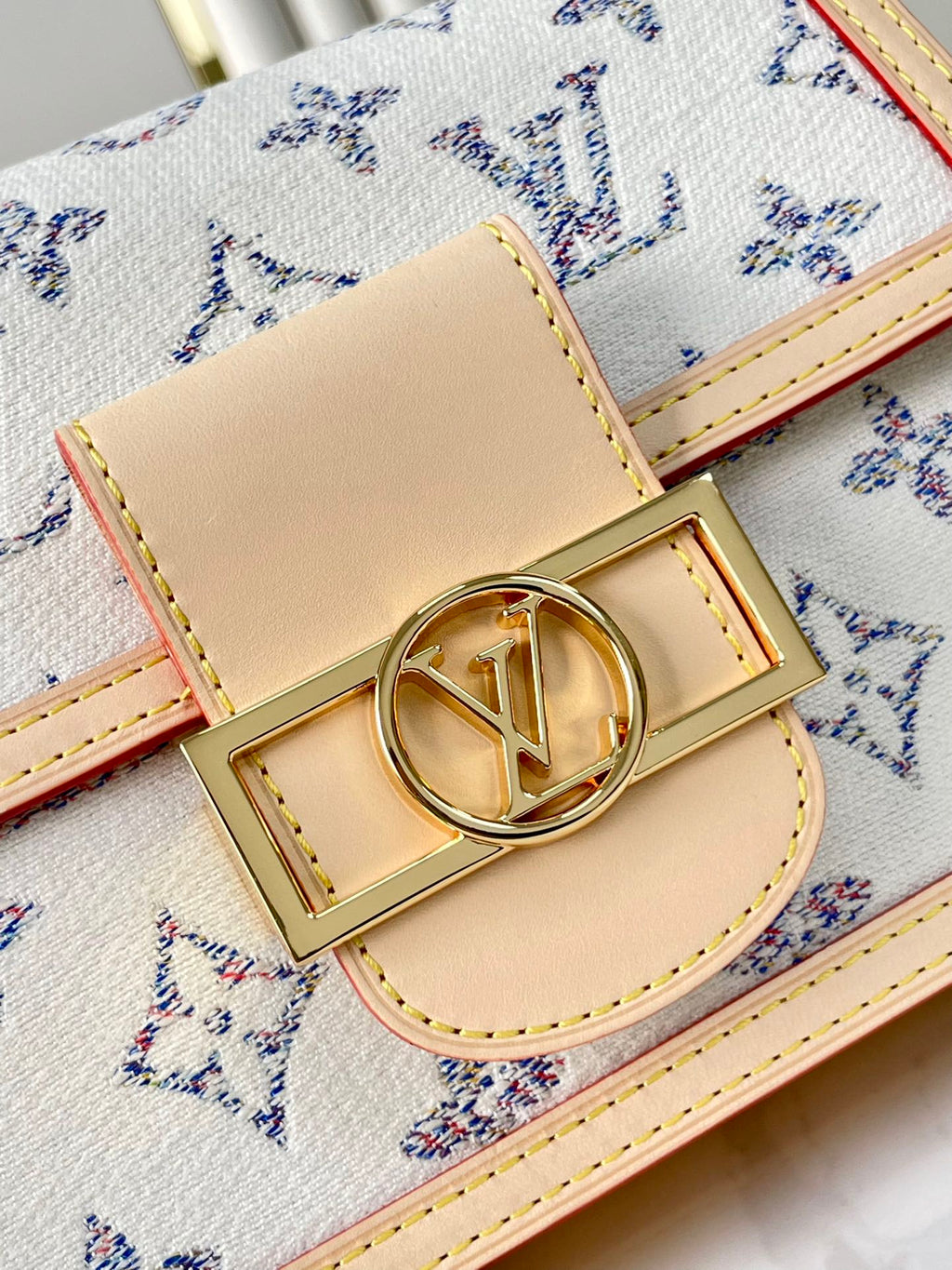 Louis Vuitton Dauphine Mini 20 in White Monogram Jacquard Fabric Gold Hardware Bag