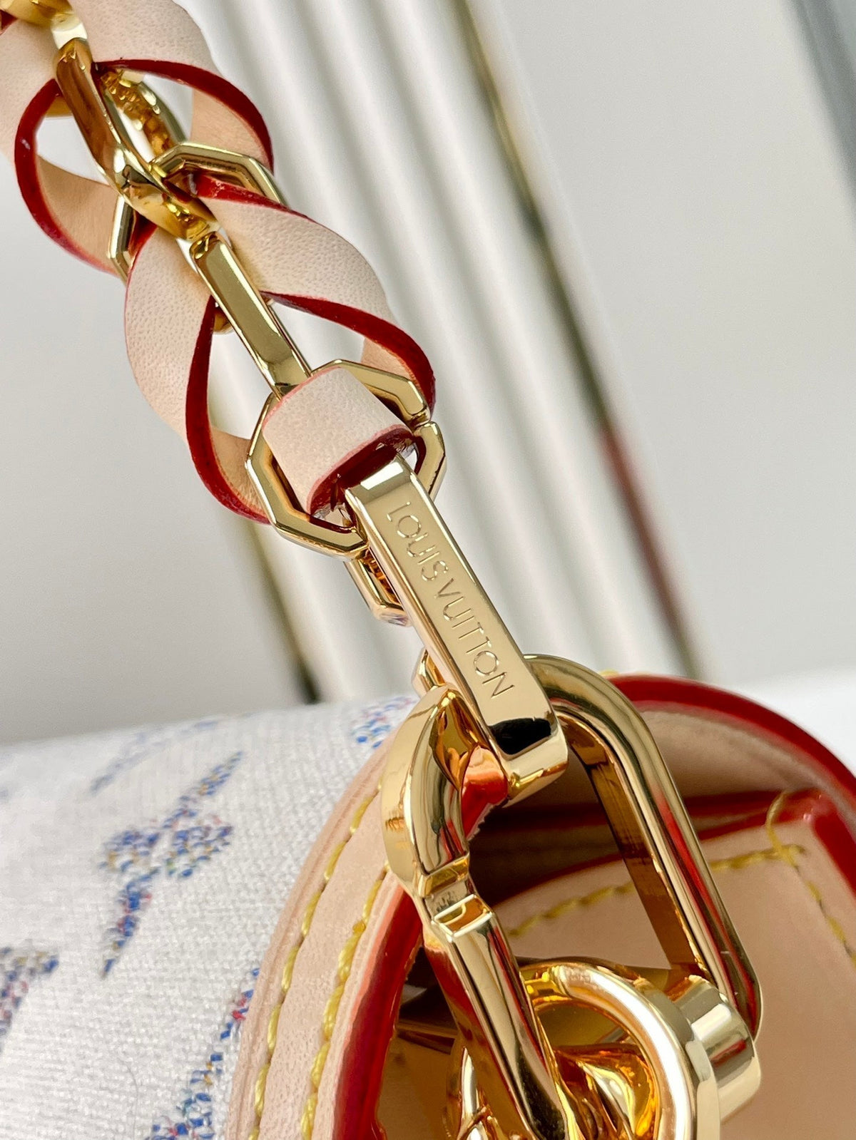 Louis Vuitton Dauphine Mini 20 in White Monogram Jacquard Fabric Gold Hardware Bag