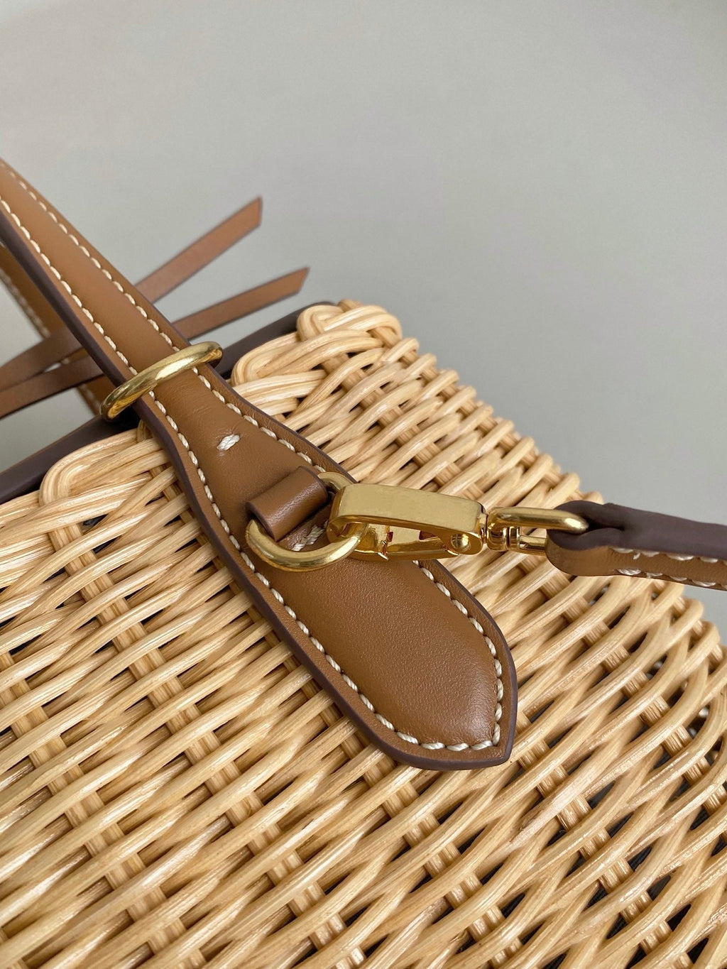 Basket 20 Bag in Brown Beige Wicker and Leather