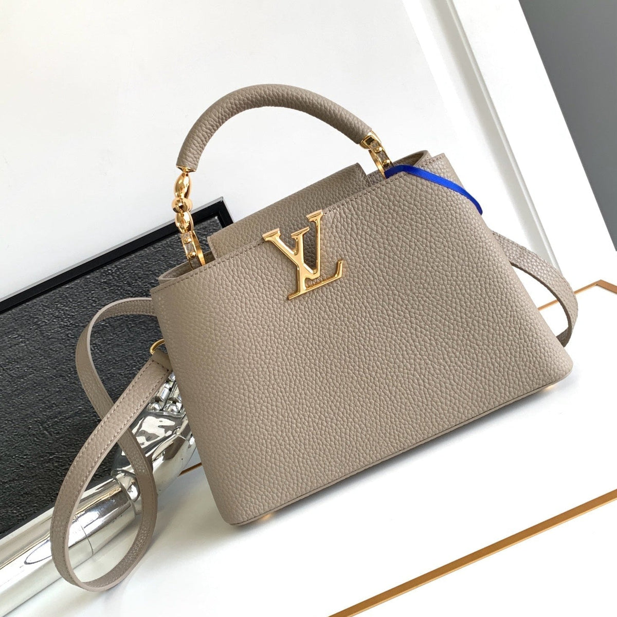 Louis Vuitton Capucines BB 27 in Khaki Brown Taurillon Gold Hardware Bag