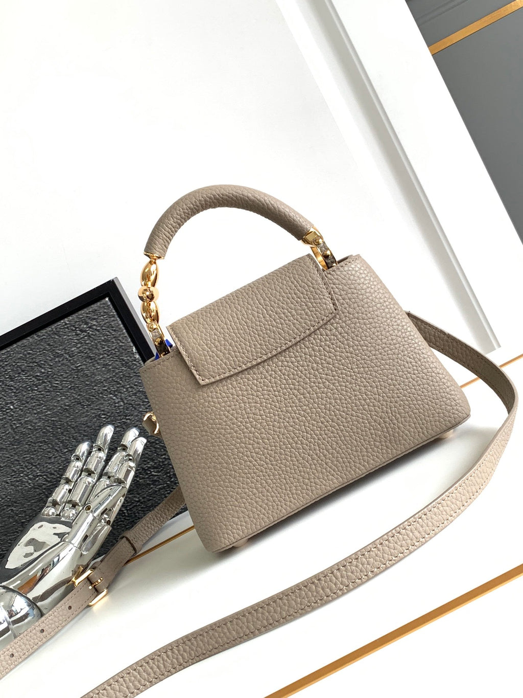 Louis Vuitton Capucines Mini 21 in Khaki Brown Taurillon Gold Hardware Bag