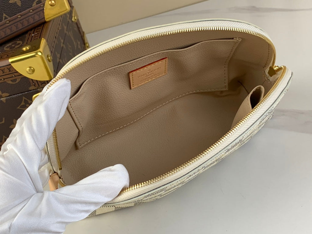 Louis Vuitton Cosmetic Pouch 22 in White Gray Damier Azur Canvas
