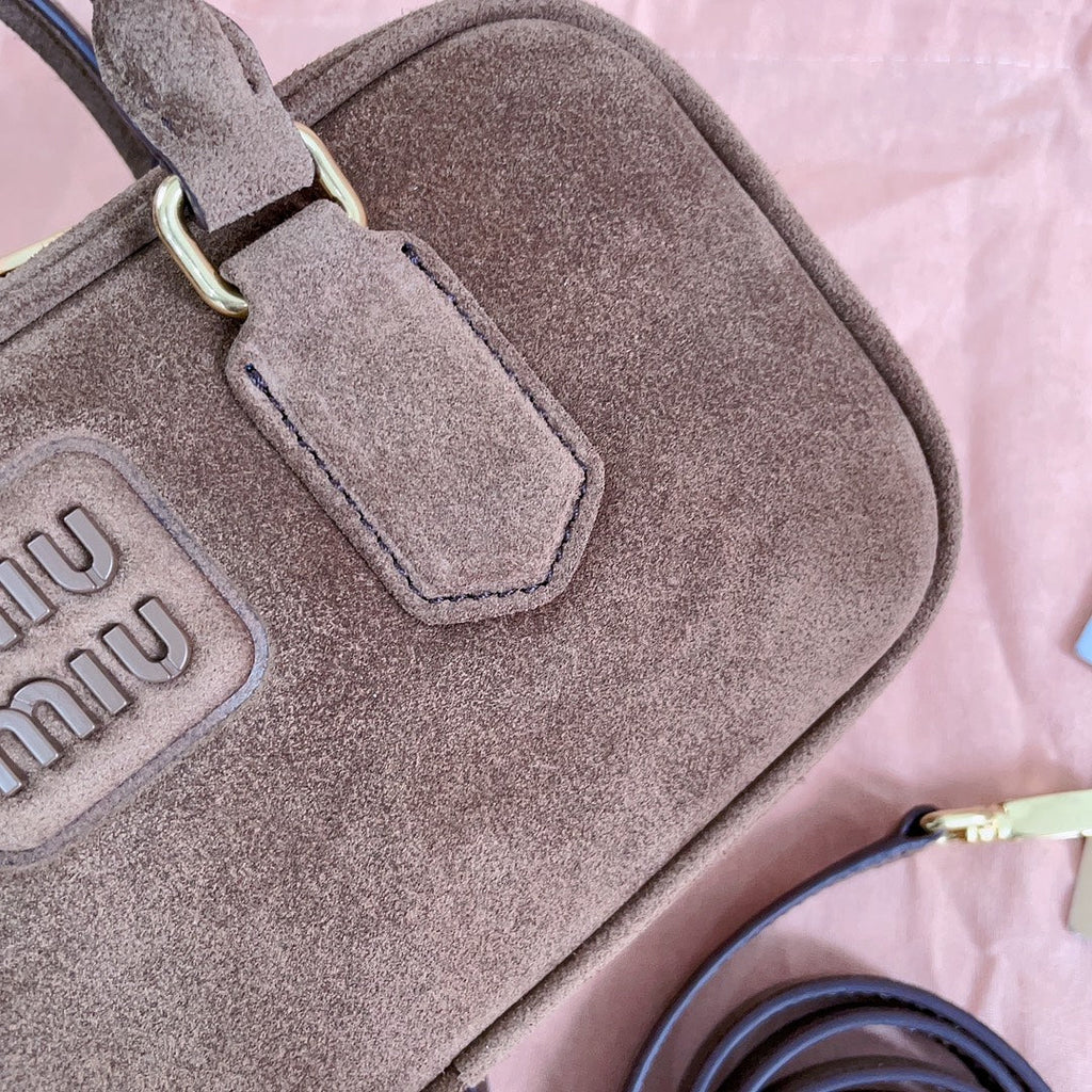 Arcadie Bag 22 in Cedar Brown Suede Gold Hardware