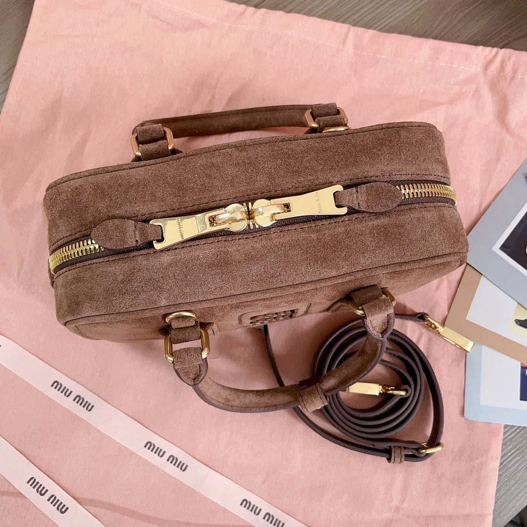 Arcadie Bag 22 in Cedar Brown Suede Gold Hardware