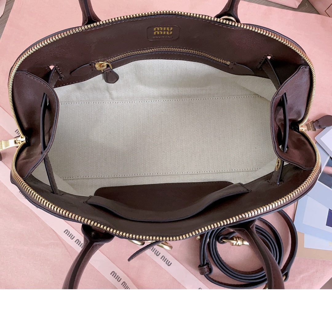 Aventure Nappa Bag 28 in Chestnut Lambskin Gold Hardware
