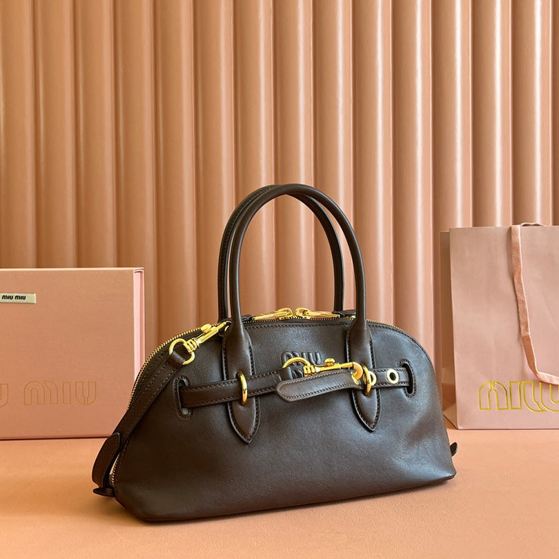 Aventure Nappa Bag 33 in Cedar Brown Lambskin Gold Hardware