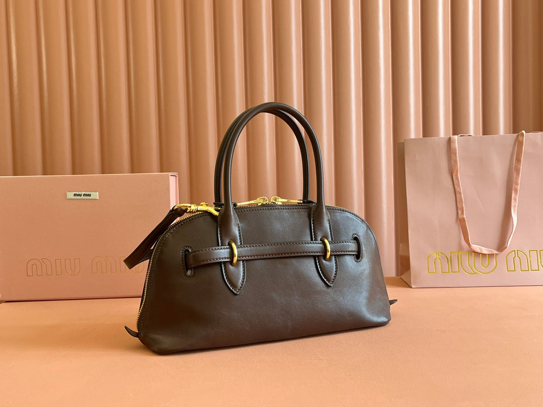 Aventure Nappa Bag 33 in Cedar Brown Lambskin Gold Hardware