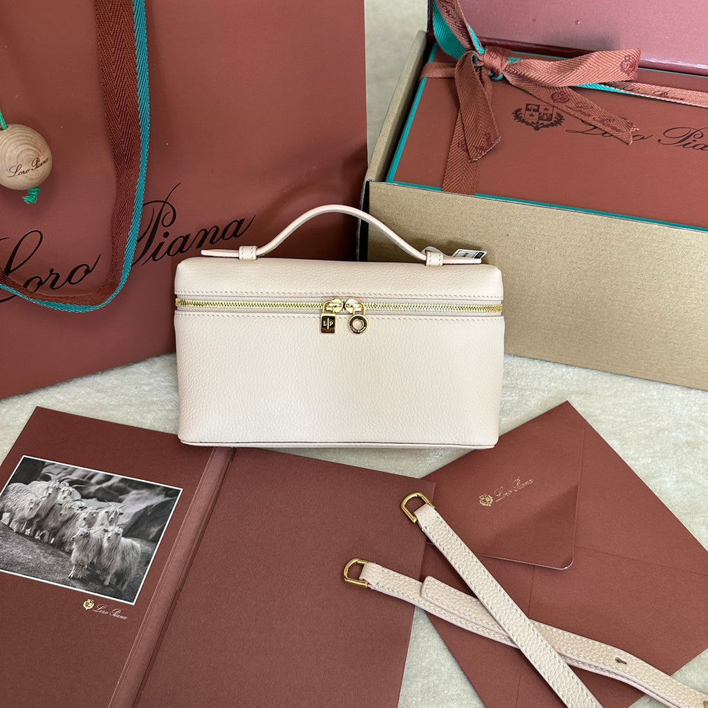 Loro Piana Extra Pocket L19 in White Cream Calfskin with Gold Hardware Bag