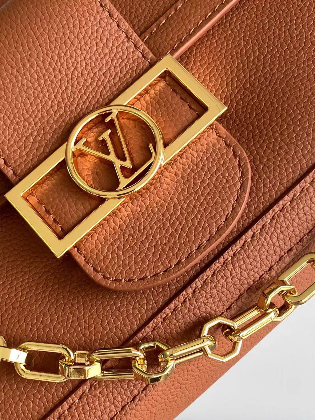 Louis Vuitton Dauphine Soft MM 24 in Cognac Calfskin Gold Hardware Bag