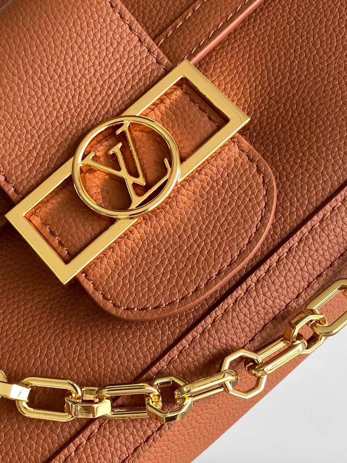 Louis Vuitton Dauphine Soft MM 24 in Cognac Calfskin Gold Hardware Bag