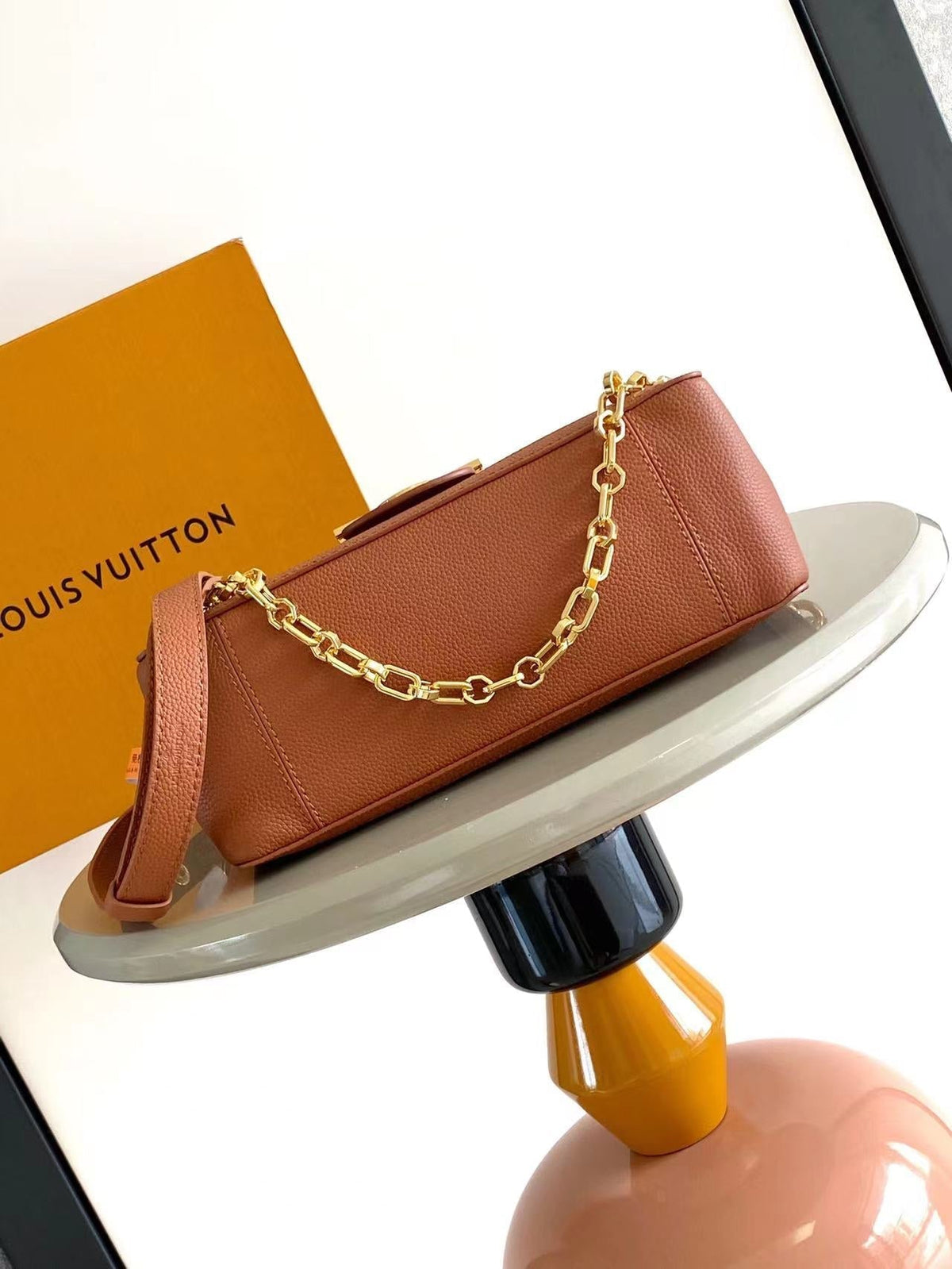 Louis Vuitton Dauphine Soft MM 24 in Cognac Calfskin Gold Hardware Bag