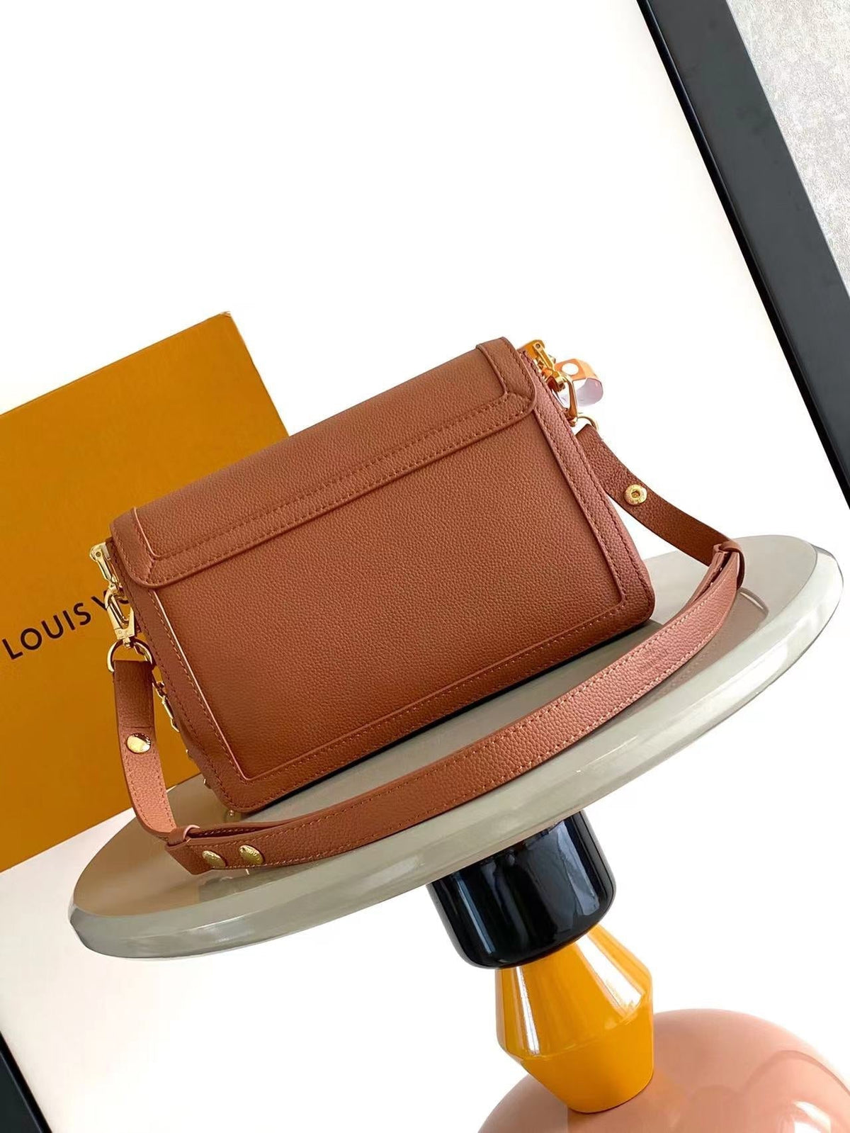 Louis Vuitton Dauphine Soft MM 24 in Cognac Calfskin Gold Hardware Bag