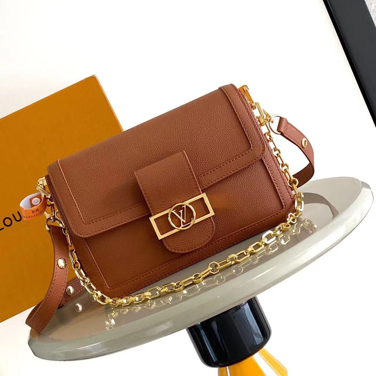 Louis Vuitton Dauphine Soft MM 24 in Cognac Calfskin Gold Hardware Bag