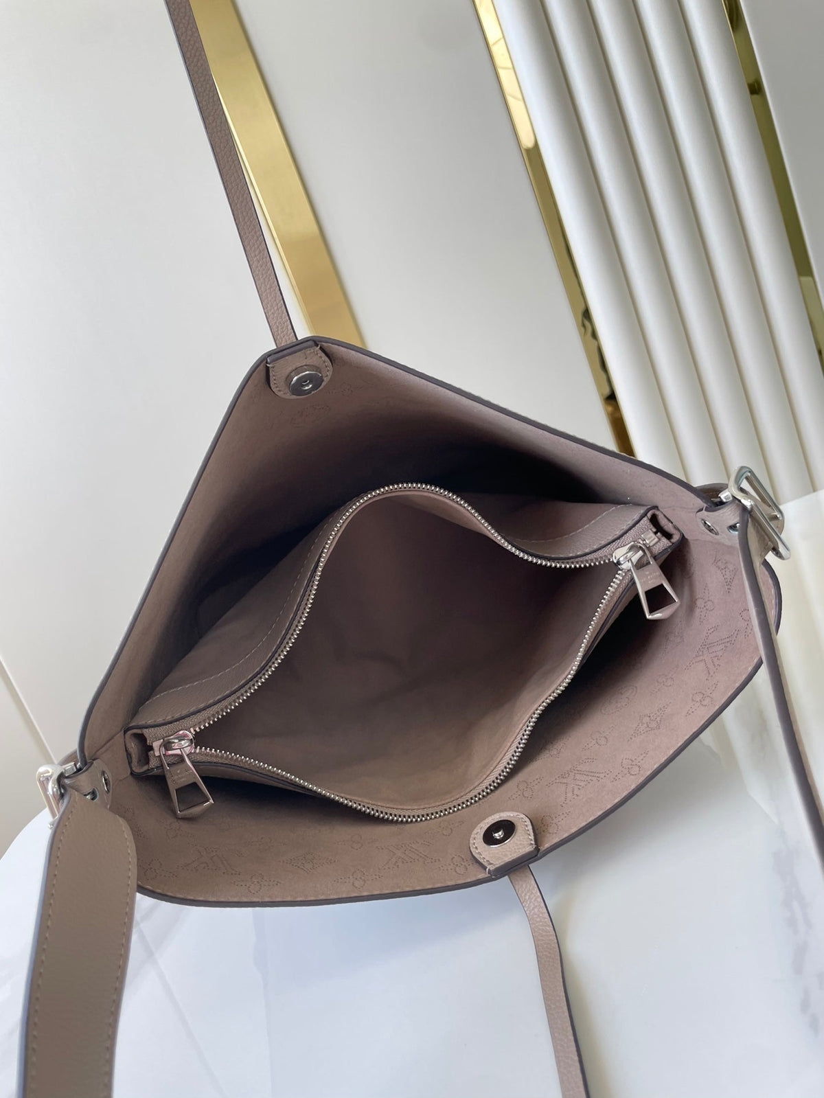 Louis Vuitton Flore 28 in Galet Perforated Calfskin Bag