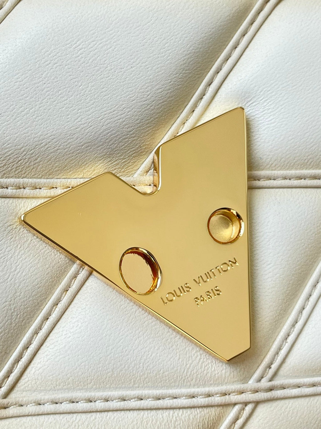 Louis Vuitton GO-14 PM 20 in Cream Quilted Lambskin Gold Hardware Bag