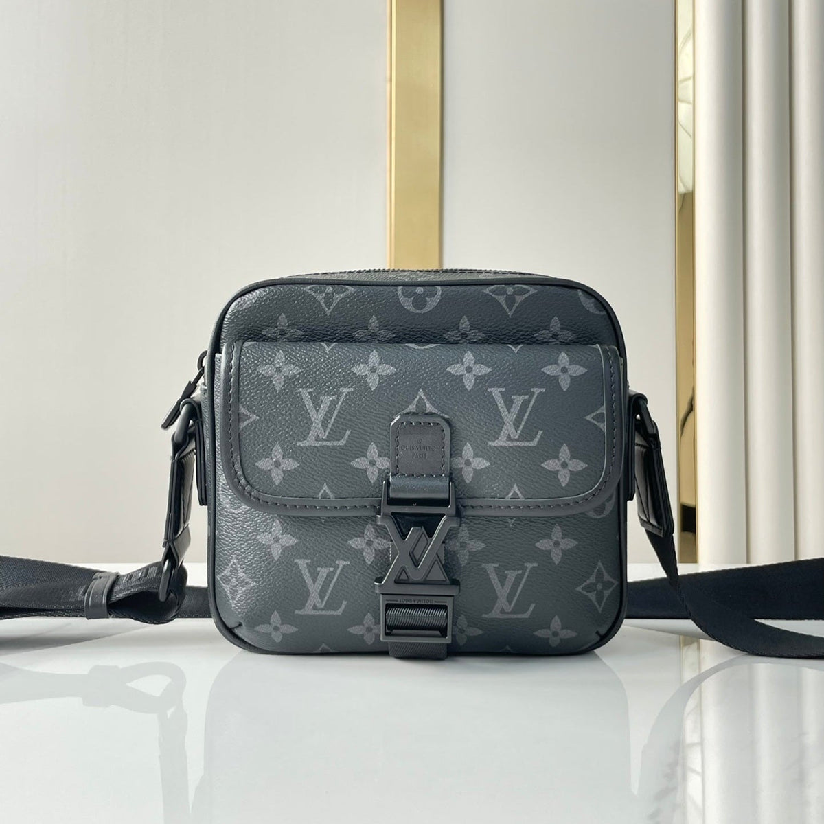 Louis Vuitton Getaway Messenger 18 in Gun Metal Monogram Eclipse Canvas Bag