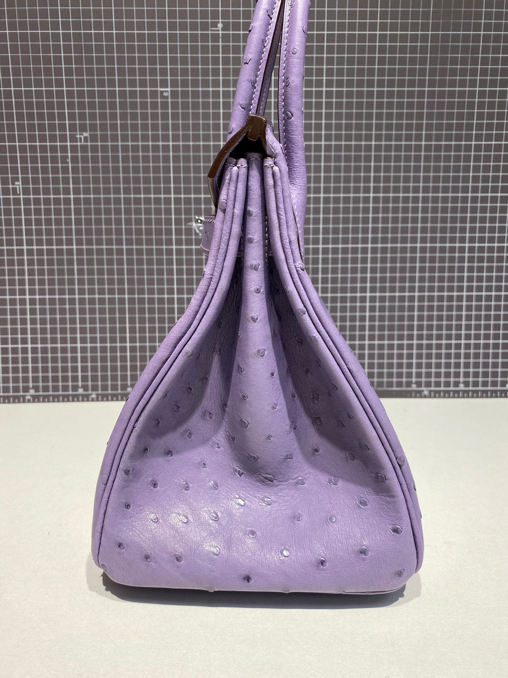 Hermes Birkin 30cm Purple Ostrich Leather Silver Hardware Bag