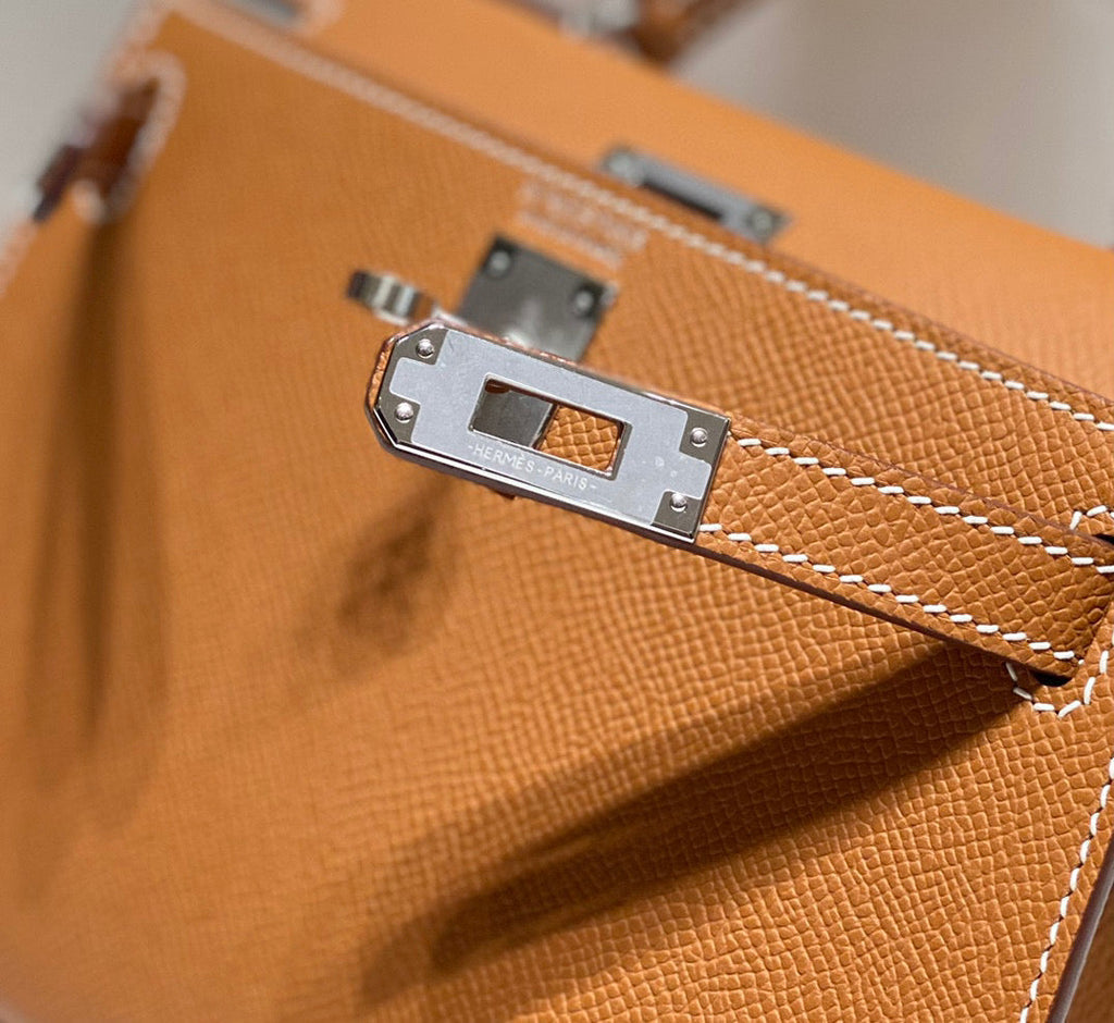 Hermes Kelly Mini 20 Golden Brown Epsom Silver Hardware Bag