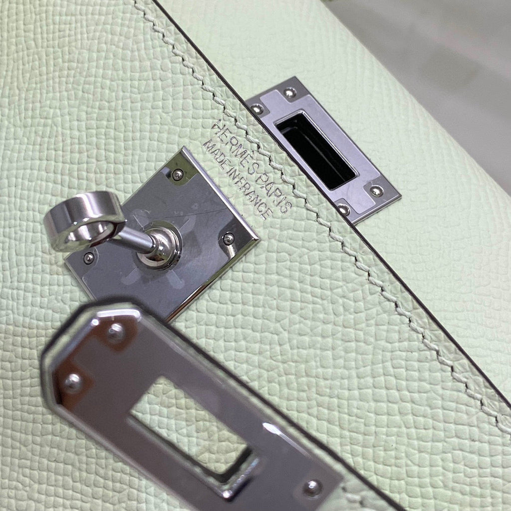 Hermes Kelly Mini 20 Seafoam Epsom Silver Hardware Bag