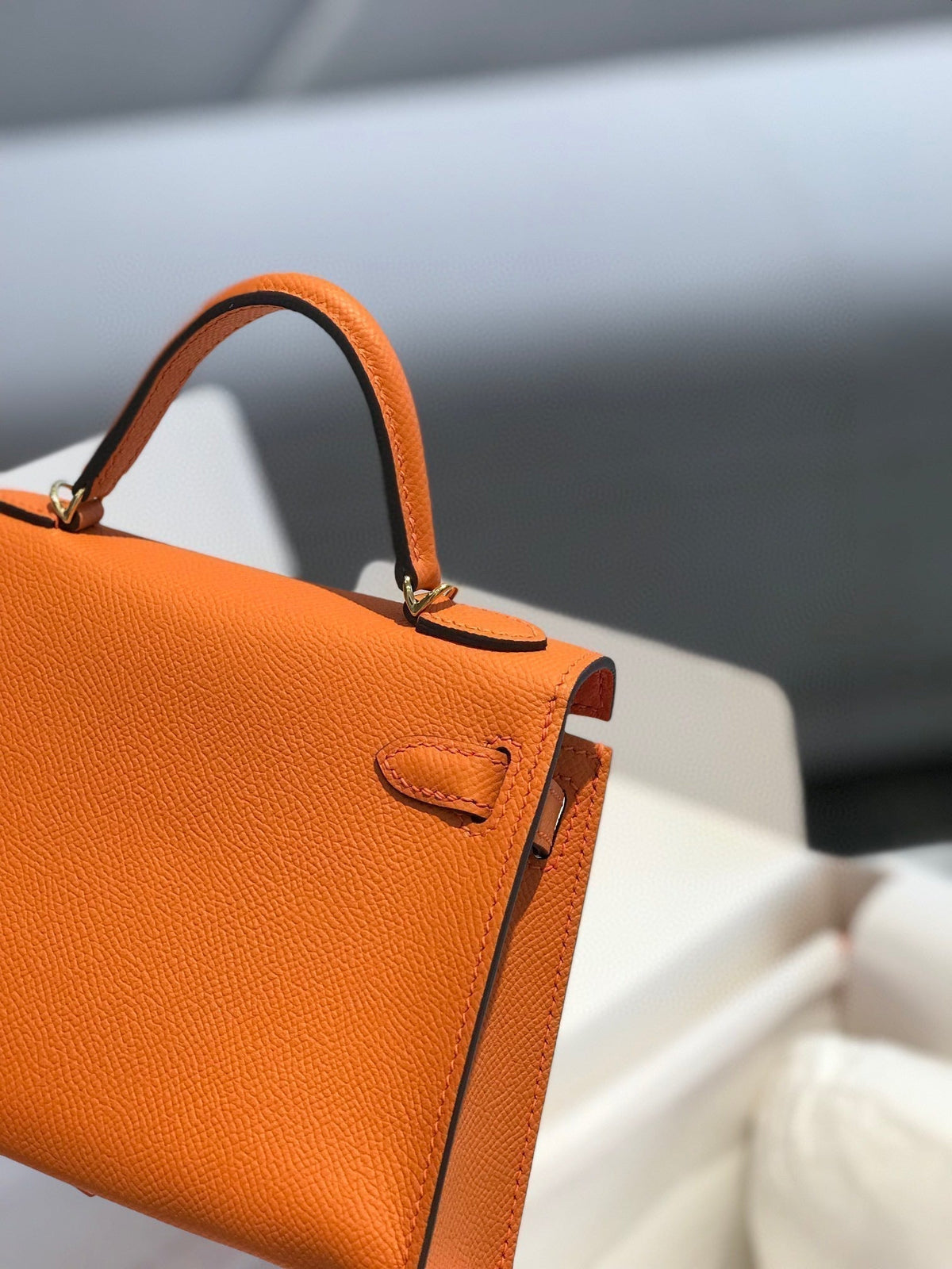 Hermes Kelly Mini 20 Orange Epsom Gold Hardware Bag