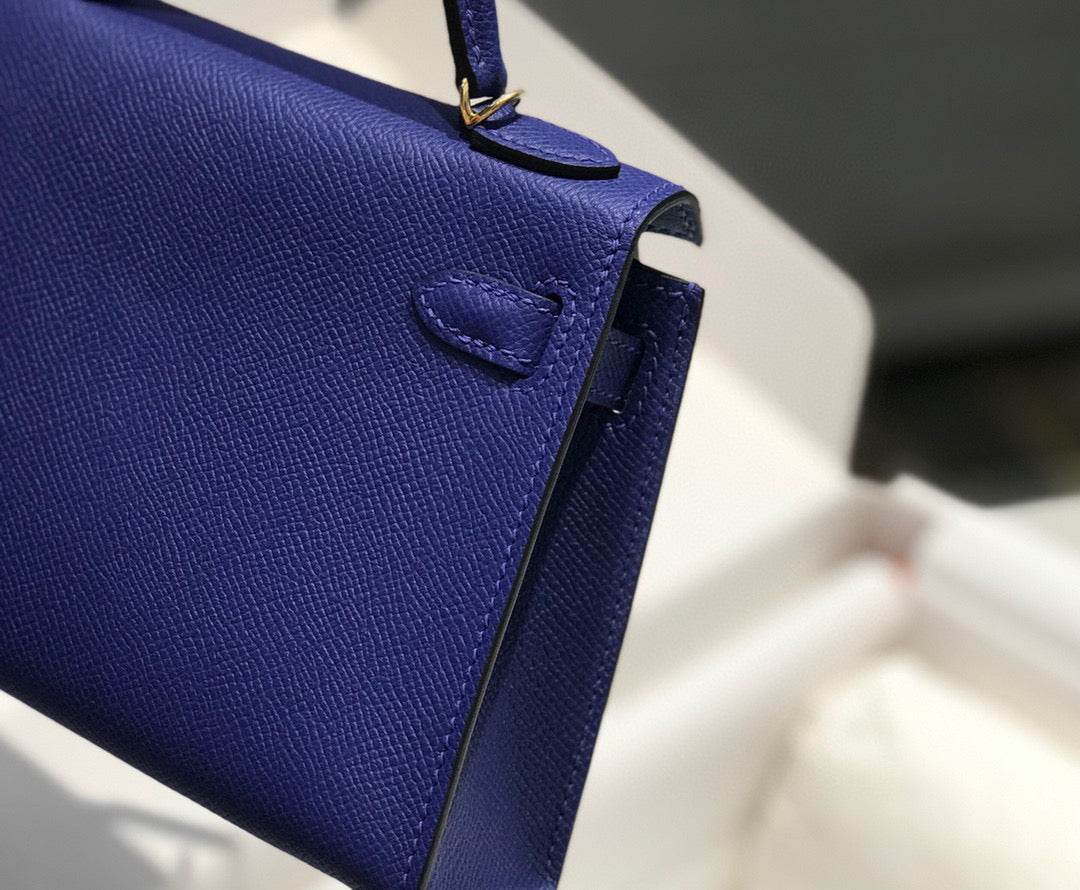 Hermes Kelly Mini 20 Blue Violet Epsom Gold Hardware Bag