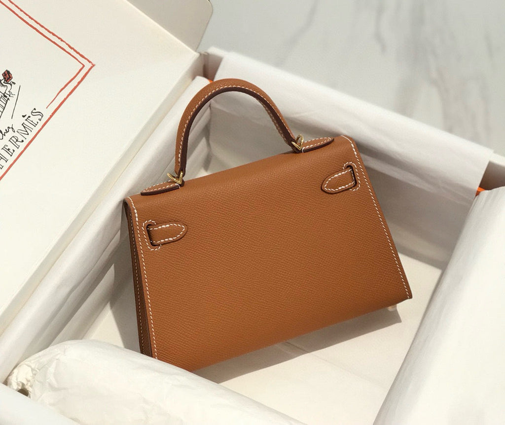 Hermes Kelly Mini 20 Golden Brown Epsom Gold Hardware Bag