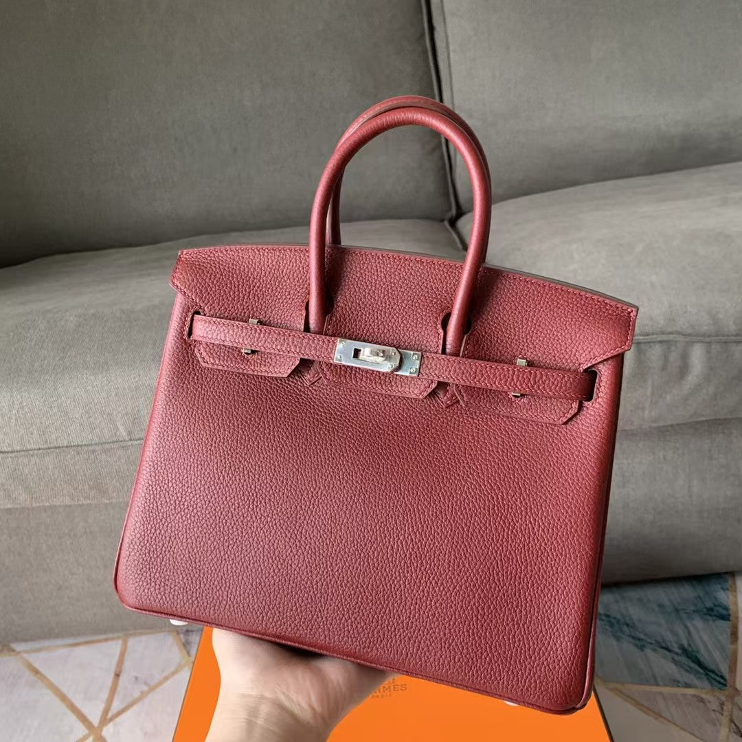 Hermes Birkin 30cm Jam Calfskin Silver Hardware Bag