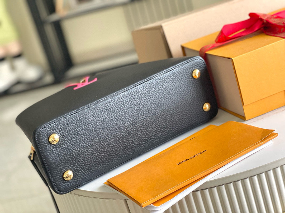 Louis Vuitton Capucines MM 31 Black Gold Hardware Bag